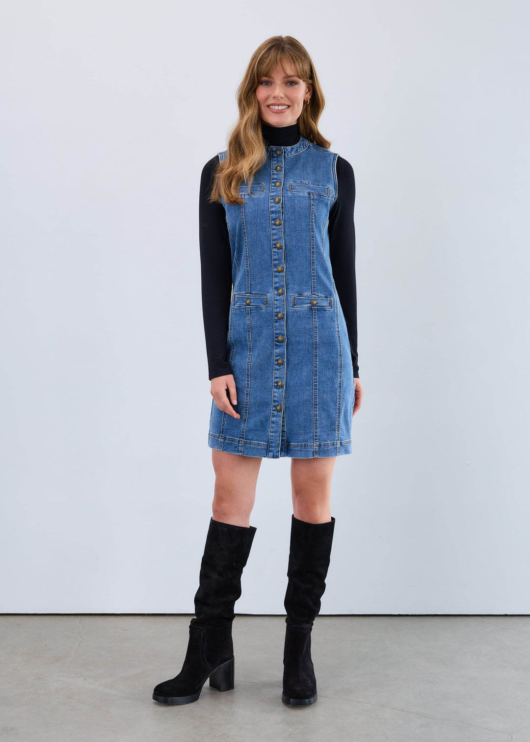 denim vest maxi dress Long Denim Vest Dress