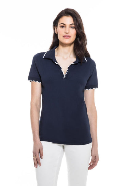 Collared V-Neck Top Orly Apparel