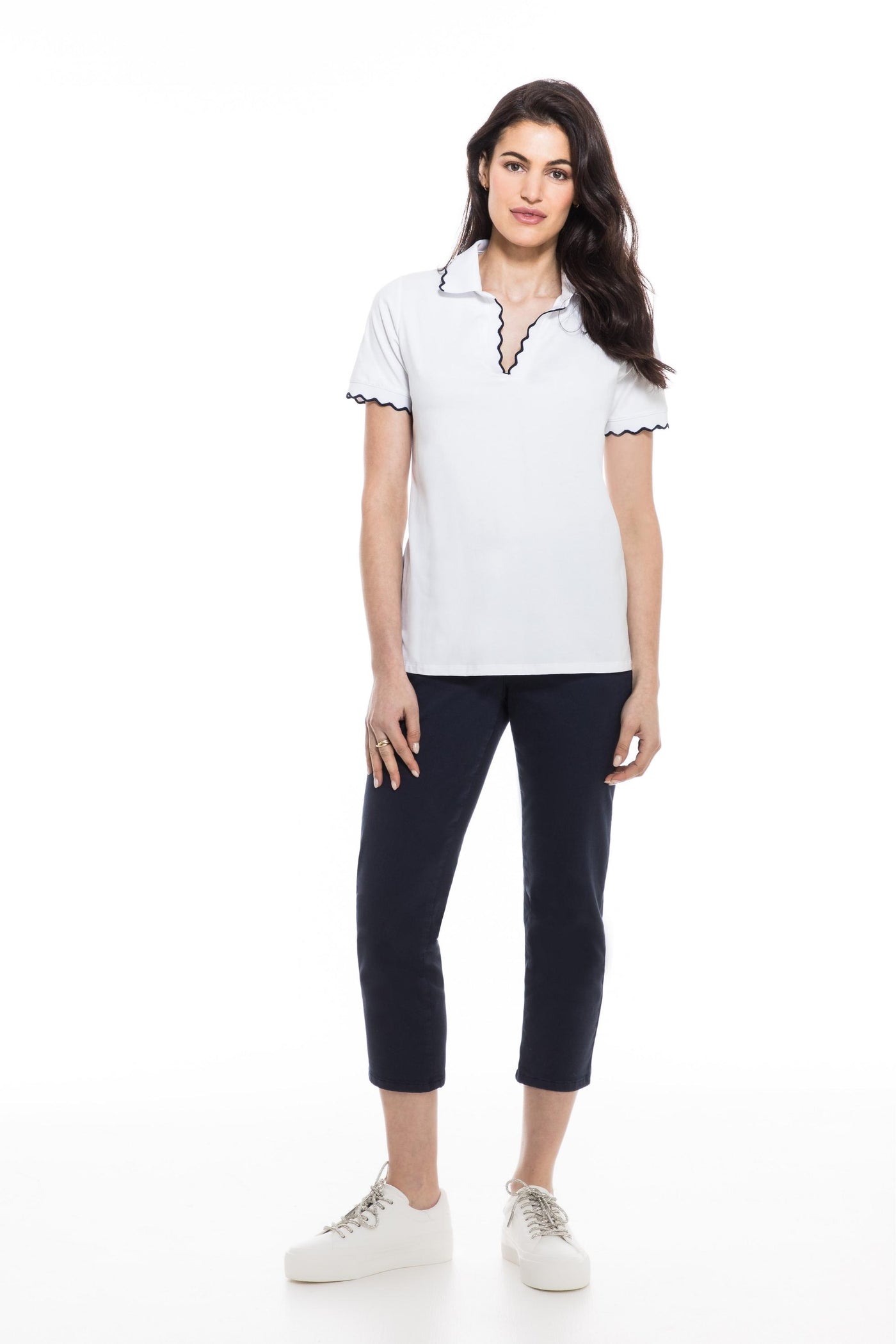 Collared V-Neck Top Orly Apparel