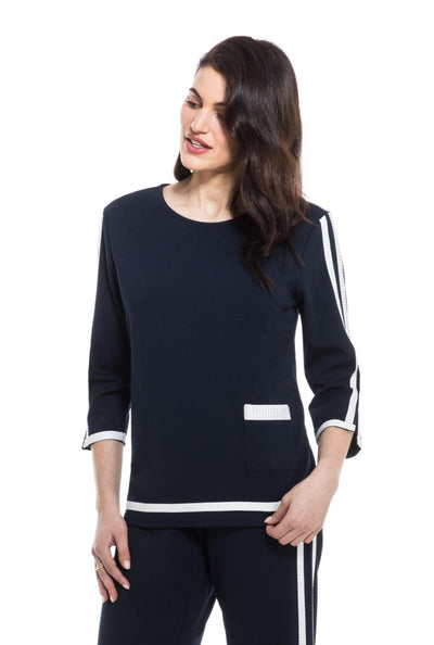 Front Pocket 3/4 Sleeve Top Orly Apparel