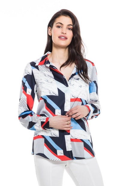 Abstract Collared Blouse Orly Apparel