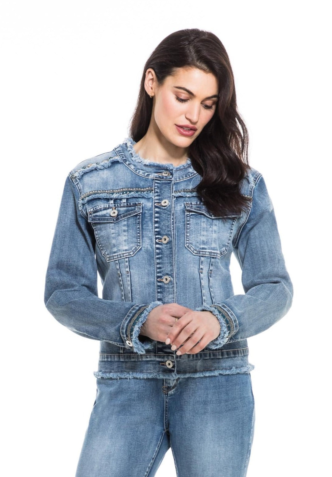 Embroidered Bleached Denim Jacket Orly Apparel