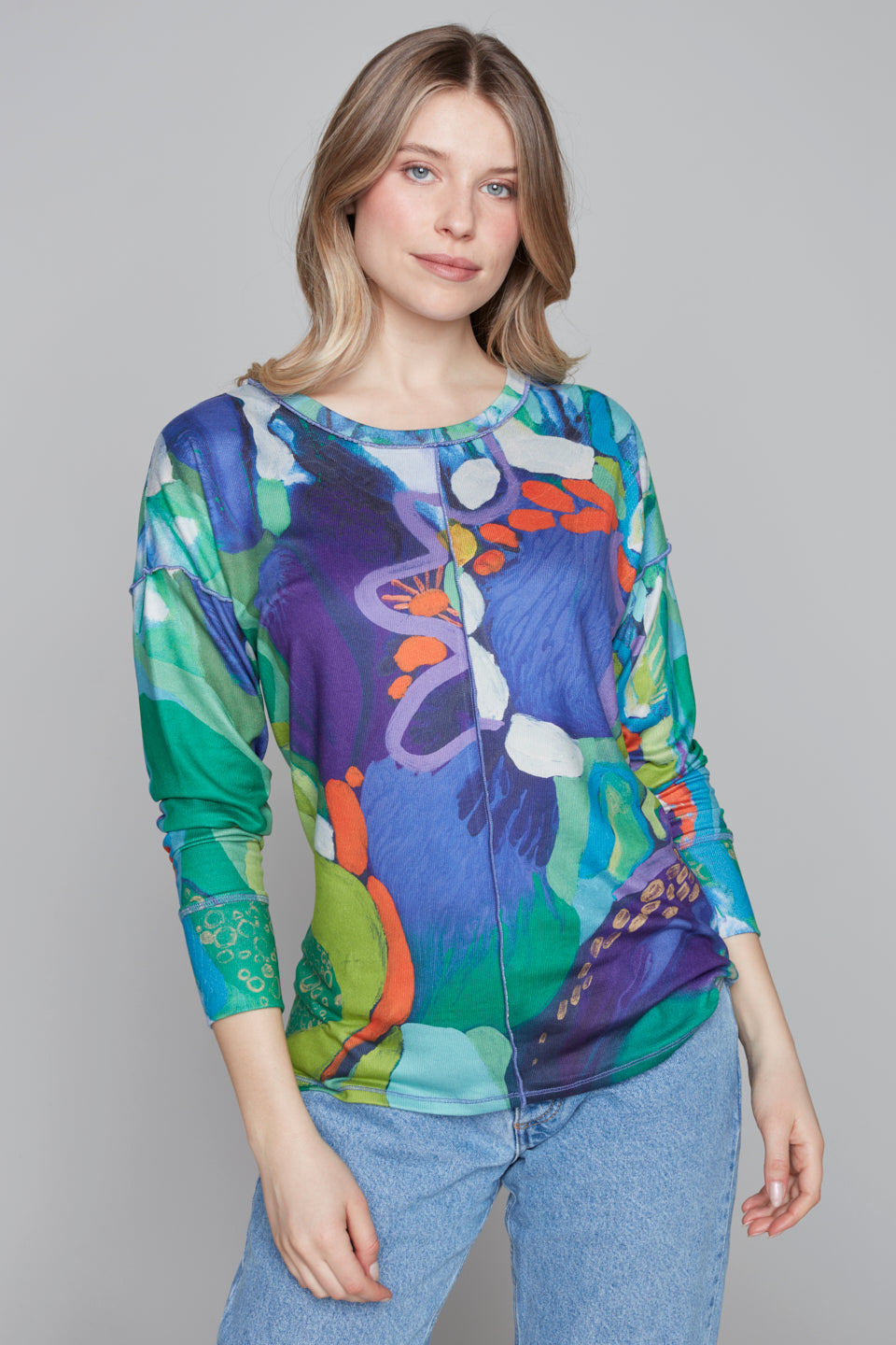 Vibrant Abstract Print Long Sleeve Top Claire Desjardins