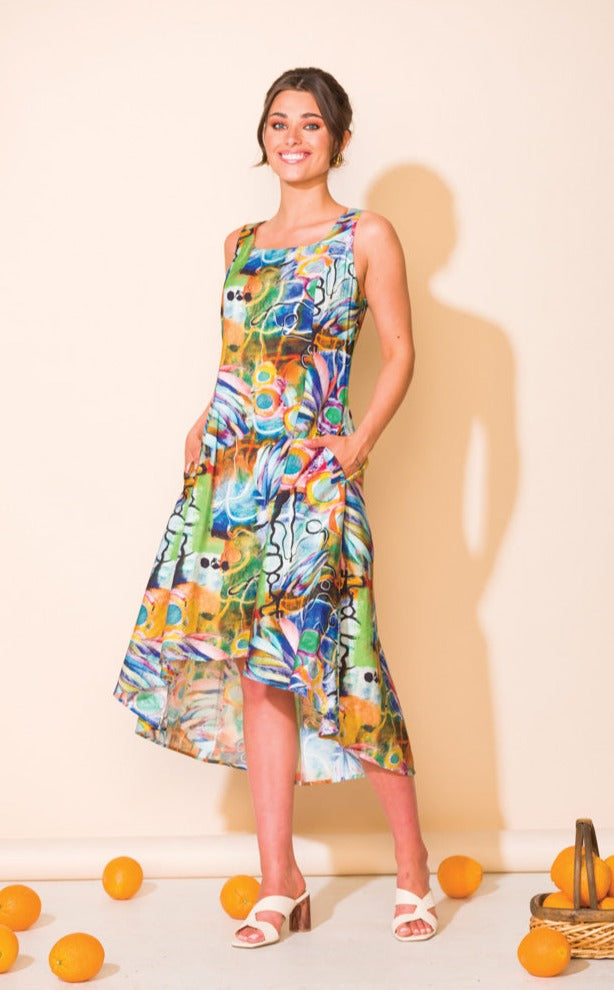 Alison Sheri Sleeveless Colorful Print Dress 