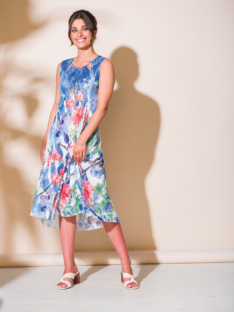 Alison Sheri Sleeveless Flower Print Dress 