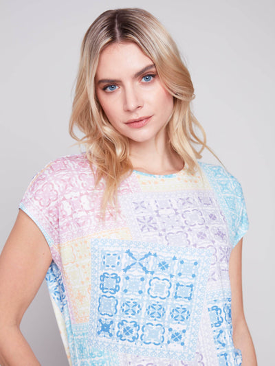 Printed Sleeveless Crew Neck Top - Dream Pants