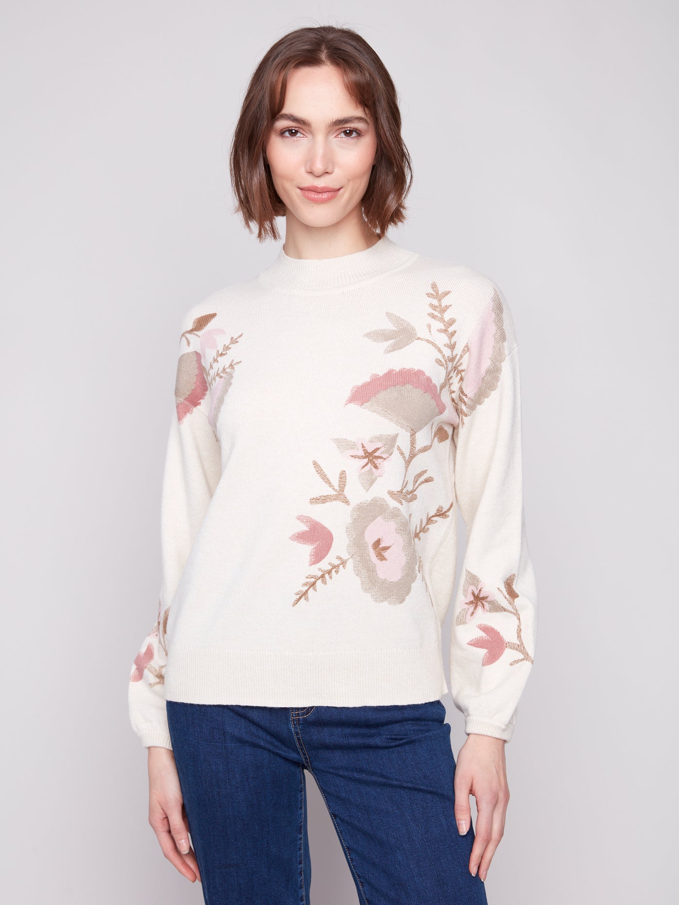 Printed Mock Neck Sweater Charlie B