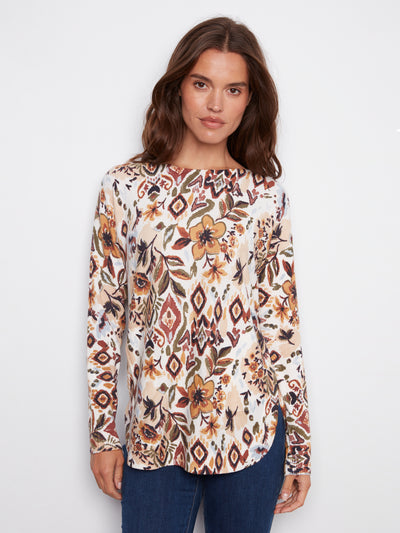 Printed Rounded Hem Sweater Charlie B