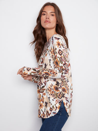 Printed Rounded Hem Sweater Charlie B