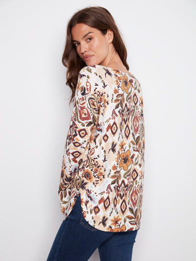 Printed Rounded Hem Sweater Charlie B