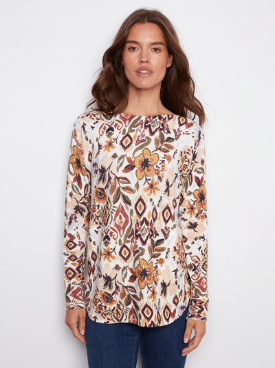 Printed Rounded Hem Sweater Charlie B