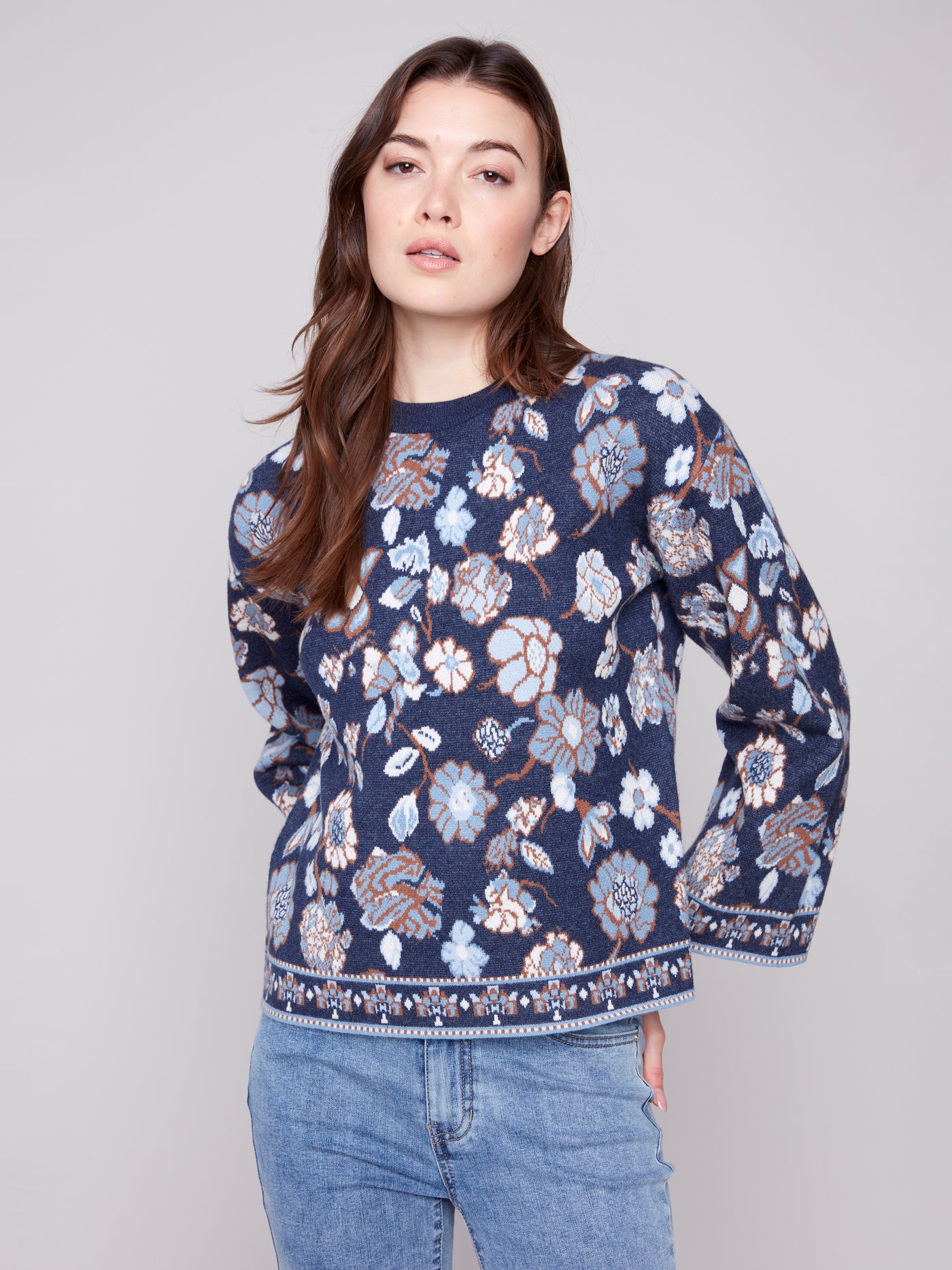 Crew Neck Jacquard Sweater Charlie B