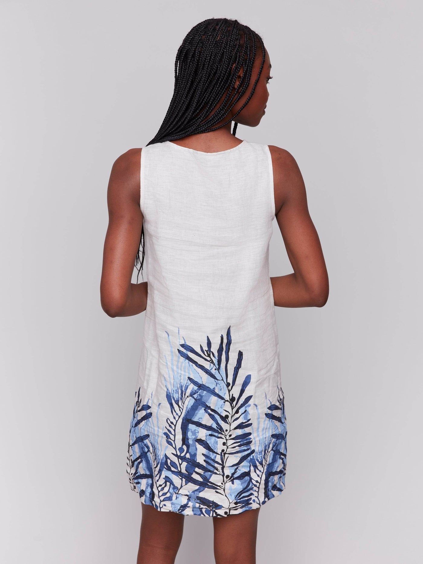 Printed Sleeveless Crew Neck Dress With Slit - Dream Pants