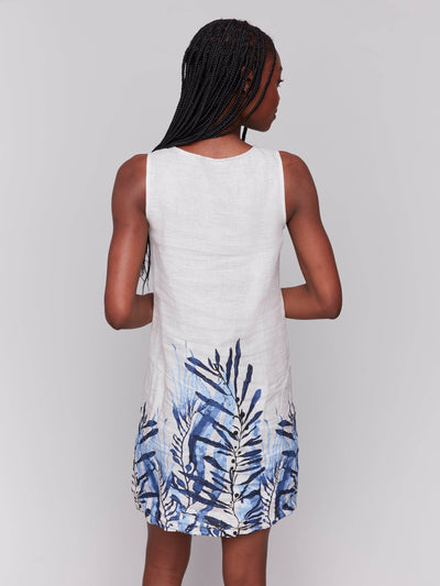 Printed Sleeveless Crew Neck Dress With Slit - Dream Pants