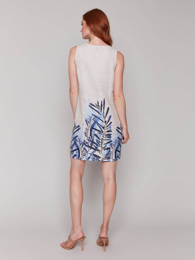 Printed Sleeveless Crew Neck Dress With Slit - Dream Pants