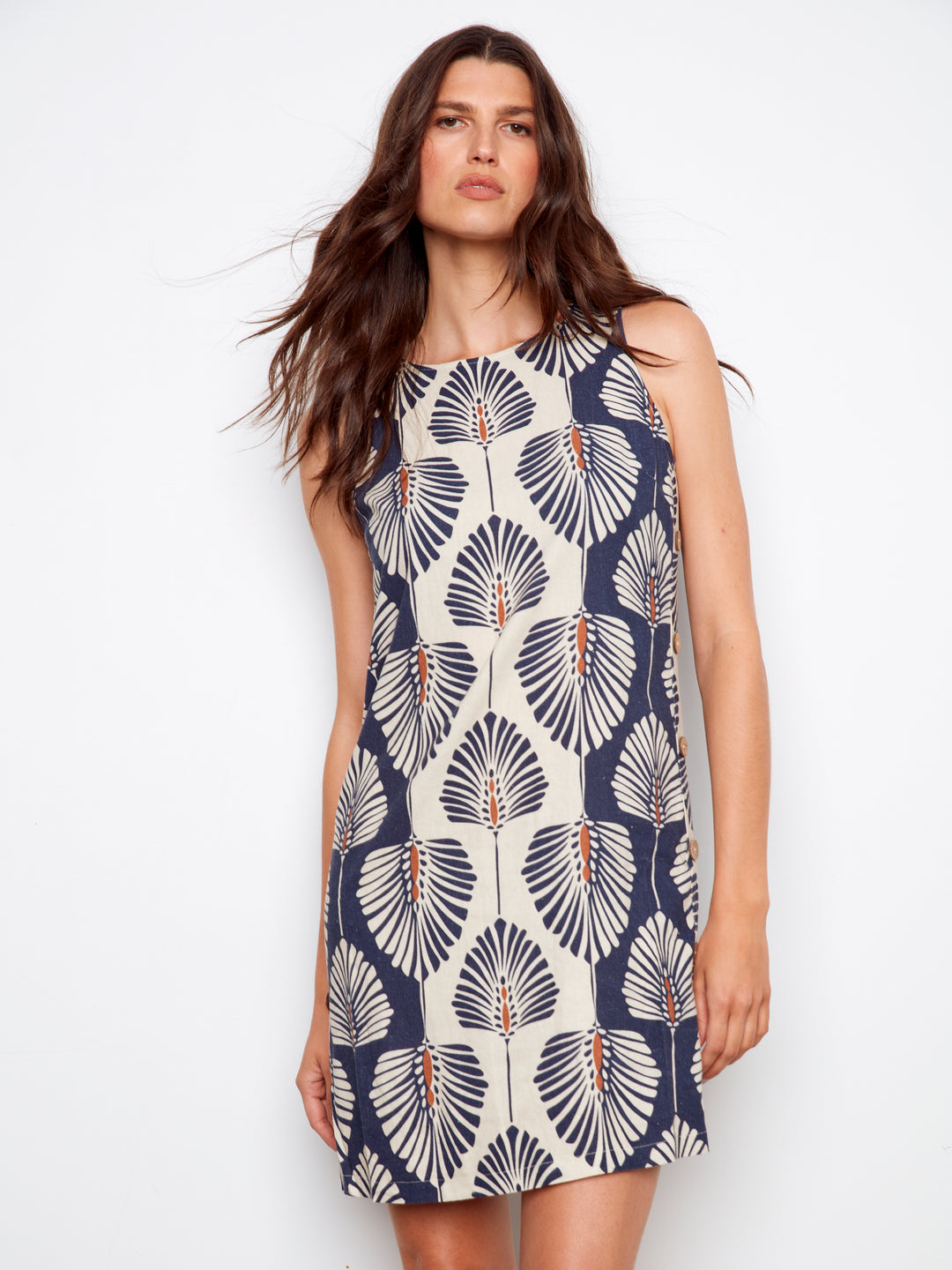 linen printed dress design Xena Watercolor Flora Embroidery Strap Dress in Silk-Linen S/P
