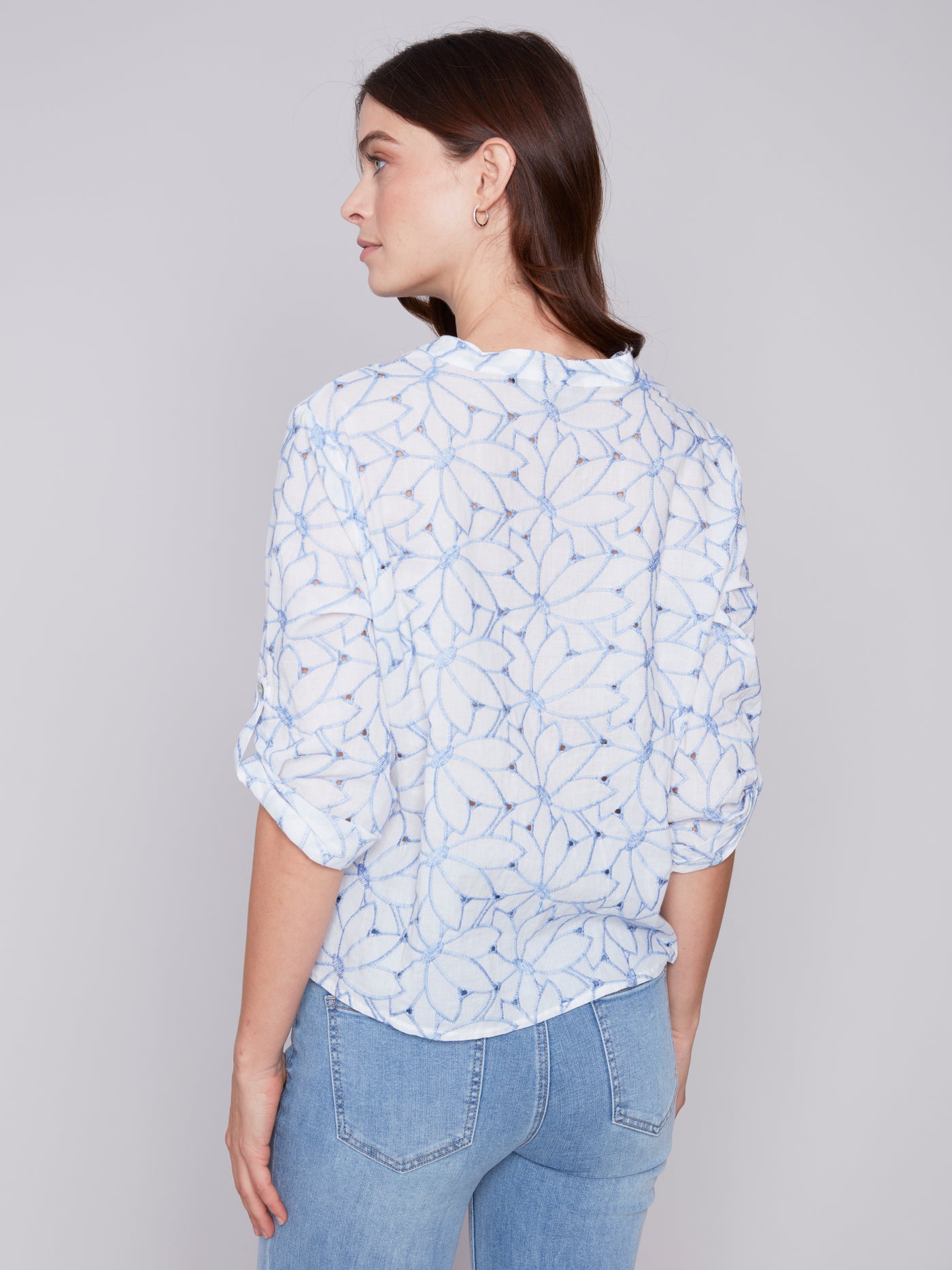 Charlie B Embroidered Cotton Poplin Blouse 