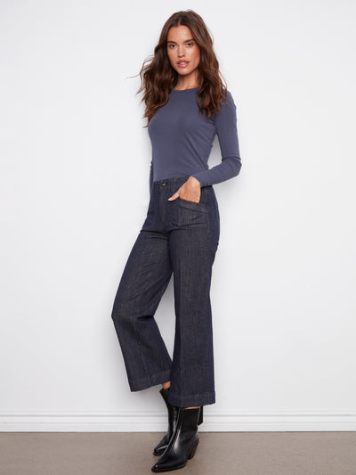 Cropped Wide Leg Stretch Jeans Charlie B