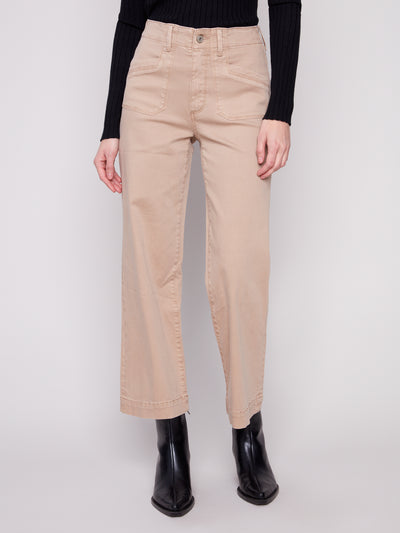 Cropped Wide Leg Stretch Twill Pants Charlie B