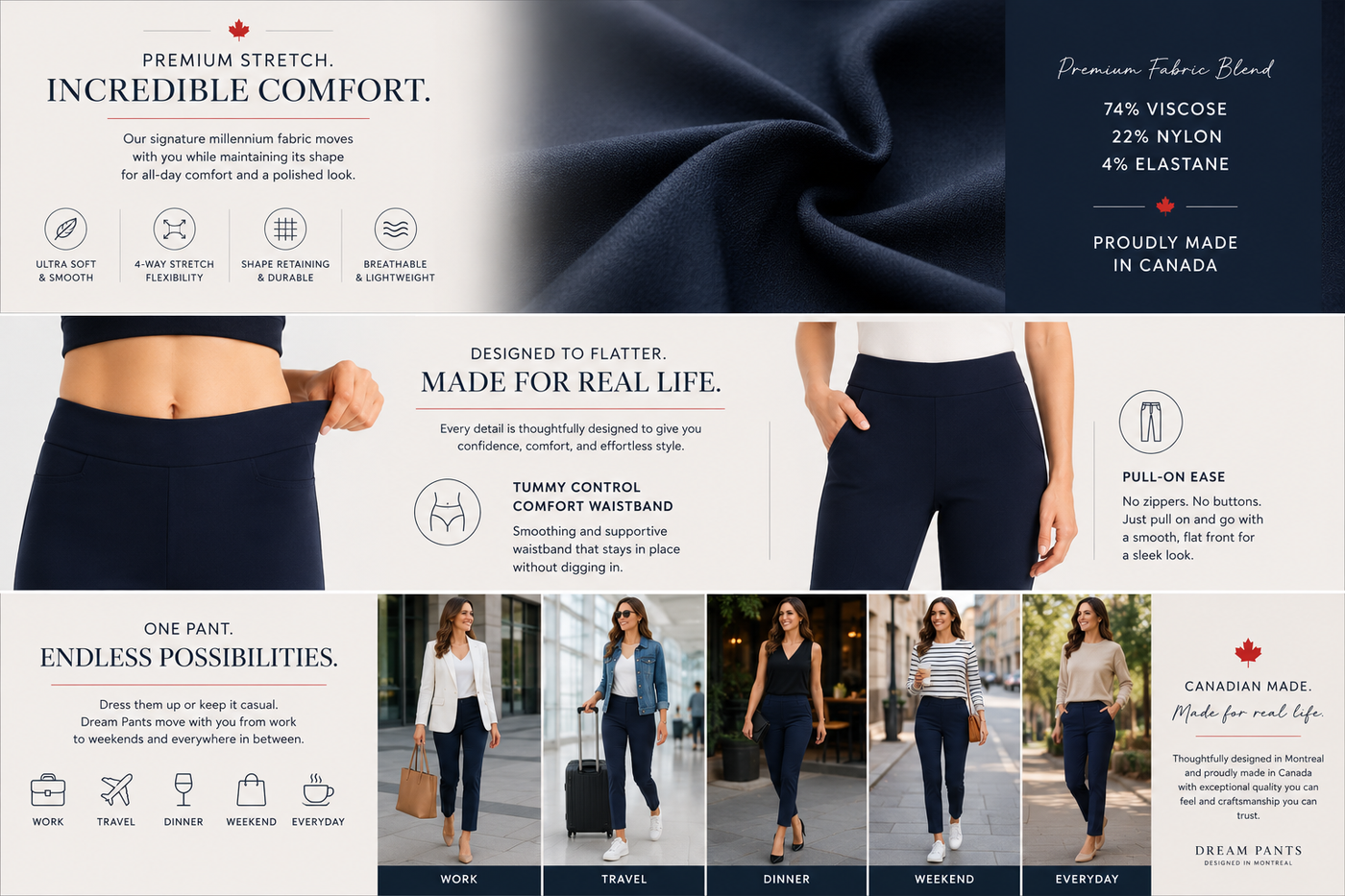 Dream Straight Leg Pull-On Pants, 32" Inseam Dream Pants