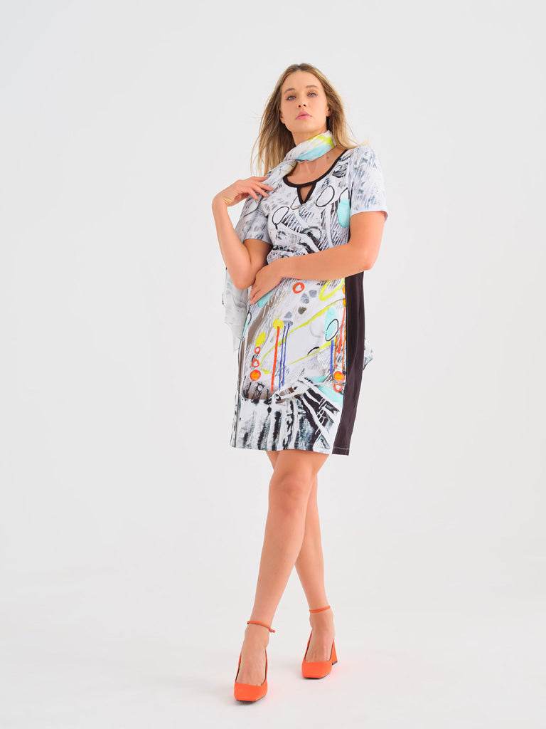 Abstract Art Print Short Sleeve Dress - Dream Pants