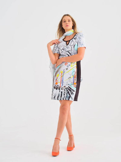 Abstract Art Print Short Sleeve Dress - Dream Pants