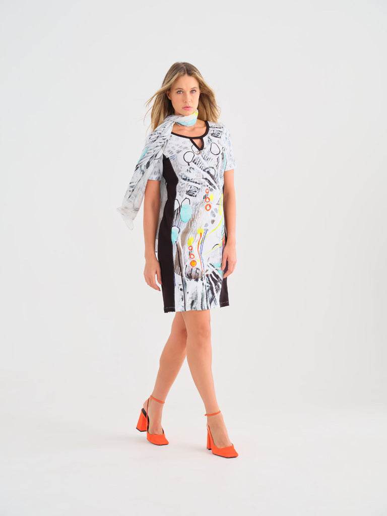 Abstract Art Print Short Sleeve Dress - Dream Pants