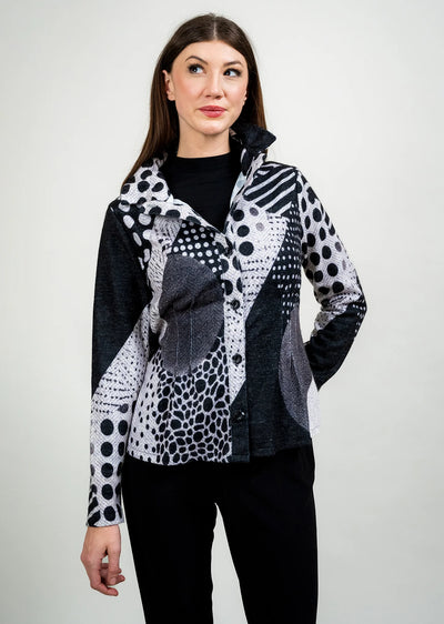 Printed Collared Shirt Jacket Trisha Tyler