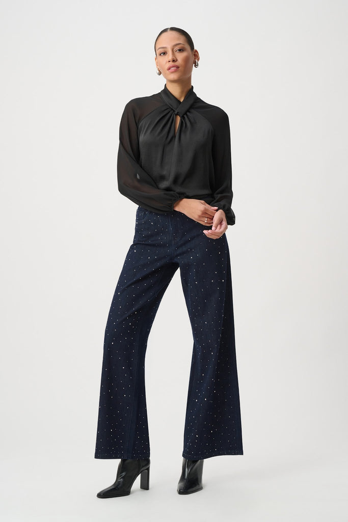264119 - Satin Top With Chiffon Sleeves | Joseph Ribkoff – Dream Pants