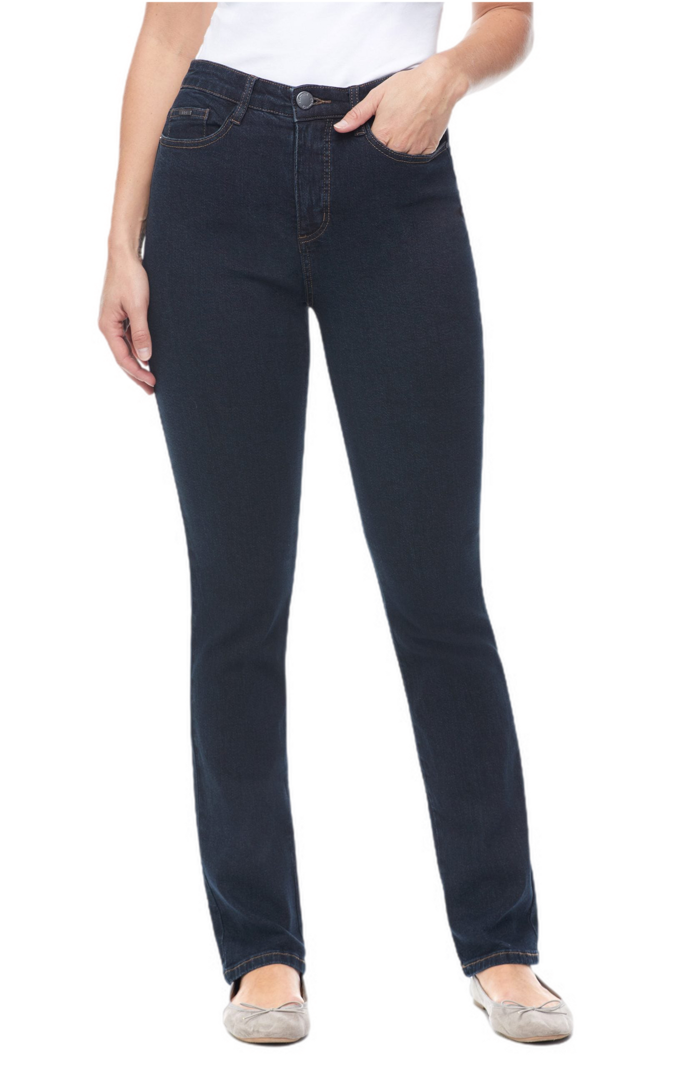 Petite Suzanne Straight Leg Classic Denim, High-Rise French Dressing Jeans