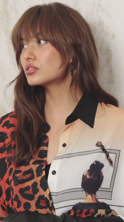 Leopard Button Closure Blouse