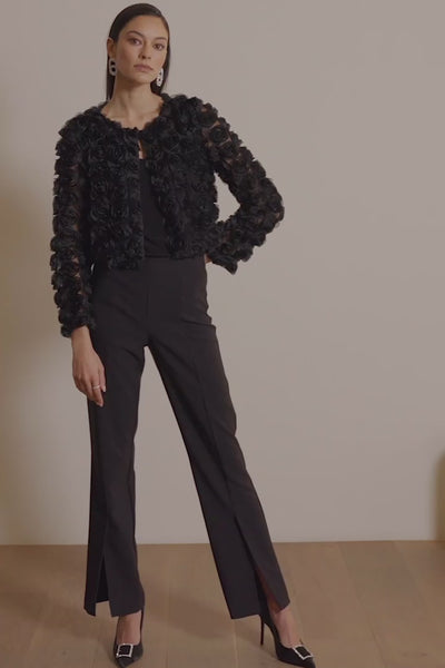 Cache-maillot droit brodé de rosettes