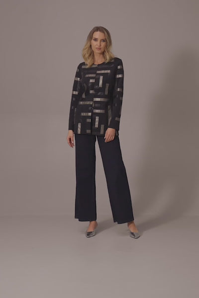 Veste sans col en similicuir et néoprène