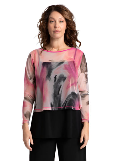 Sympli Printed Mesh Go To Cropped T, Long Sleeve 