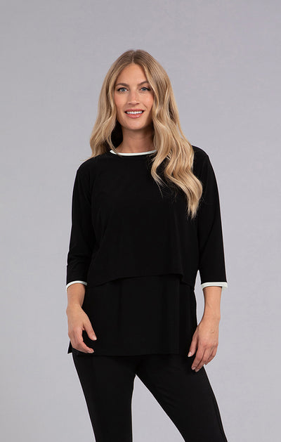 Sympli Tipped Go To Cropped T, 3/4 Sleeve 