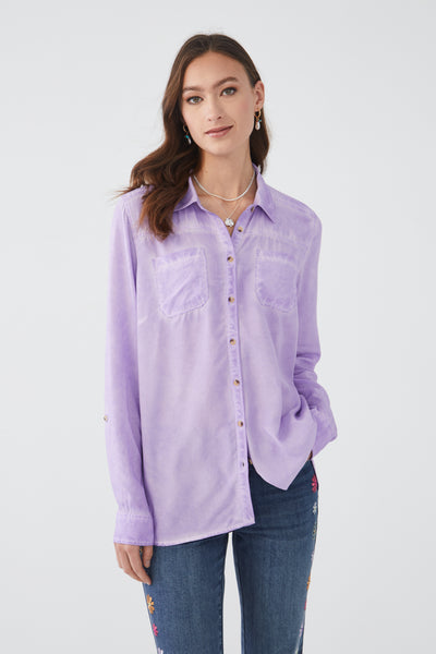 French Dressing Jeans Long Sleeve Garment Dye Shirt 
