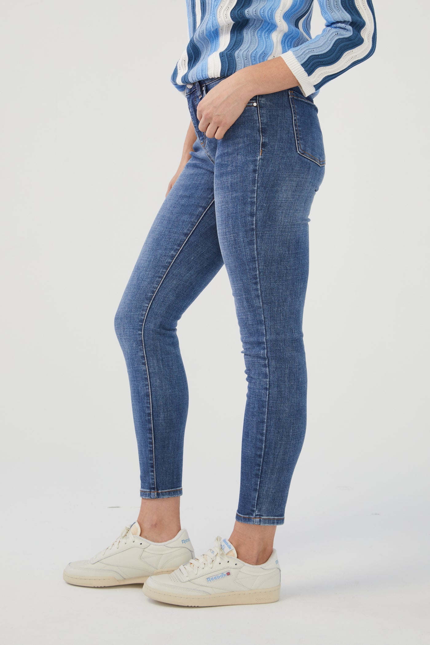French Dressing Jeans Olivia Slim Ankle, Crosshatch Denim, Mid Rise 