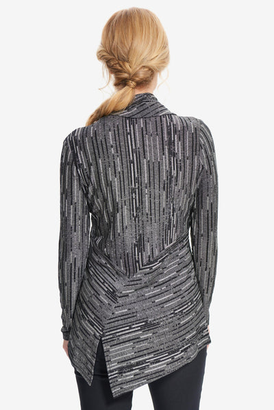 Abstract Knit Top Style 214231, Color Black-Grey Joseph Ribkoff
