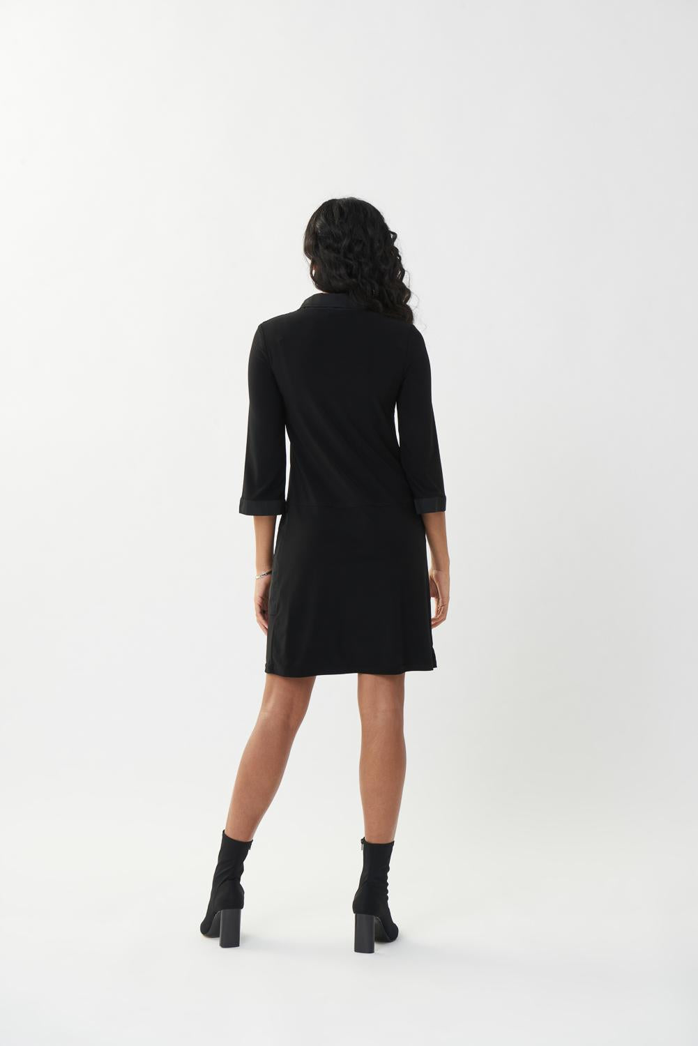 Leatherette Trim Dress Style 223142 Color Black Joseph Ribkoff