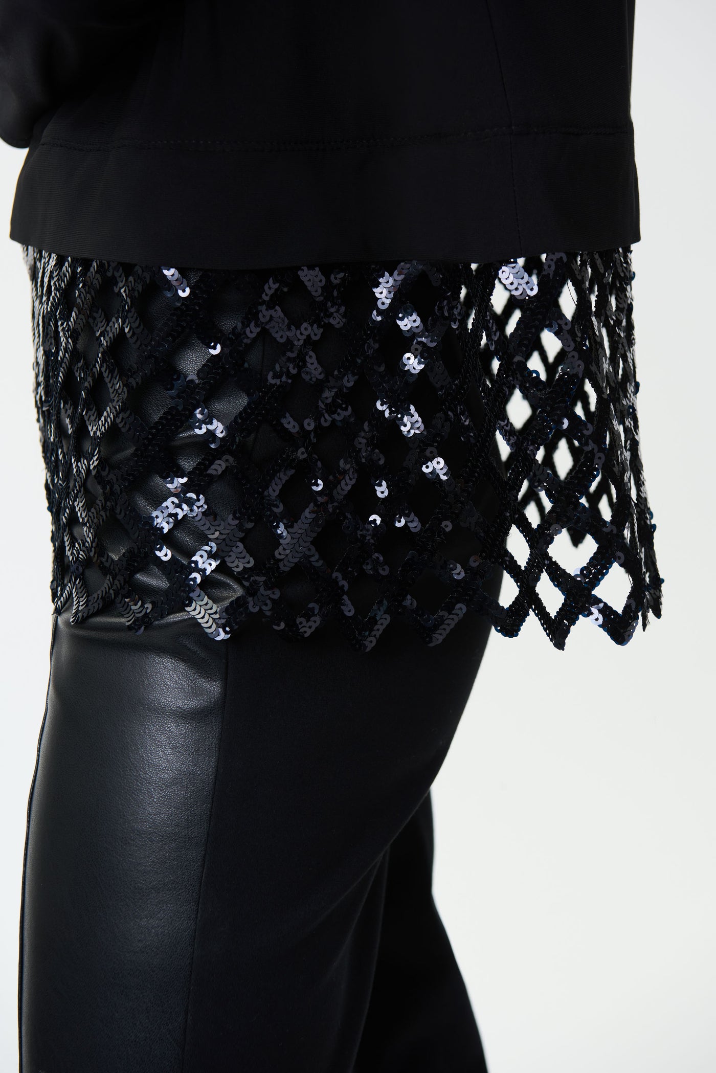 Sequin Latticework Top Style 224023 Color Black Joseph Ribkoff