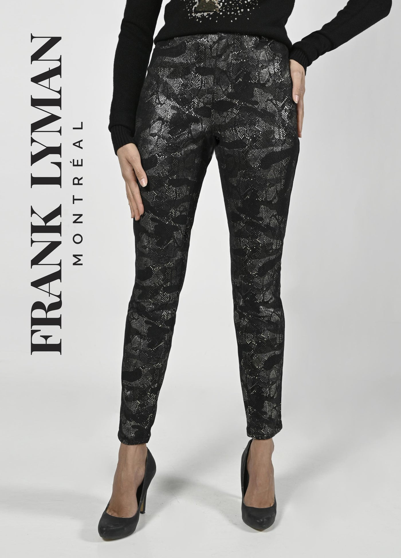 Frank Lyman Denim Jean Pants Style 224507U Color Black-Gold Frank Lyman