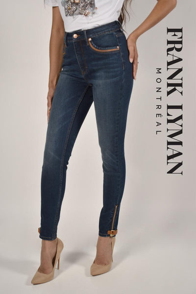 Frank Lyman Leatherette Buckle Jeans 