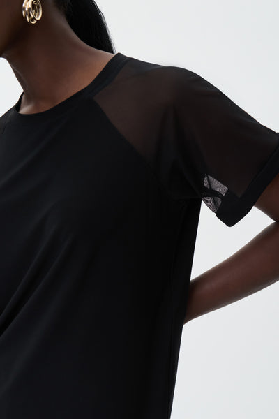 Joseph Ribkoff Mesh Sleeve Top Style 231235 Color Black 
