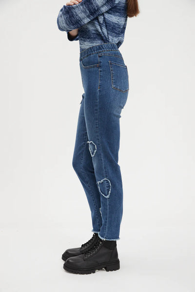 Pull On Cigarette Leg Style 2699669 Color Dark Wash French Dressing Jeans