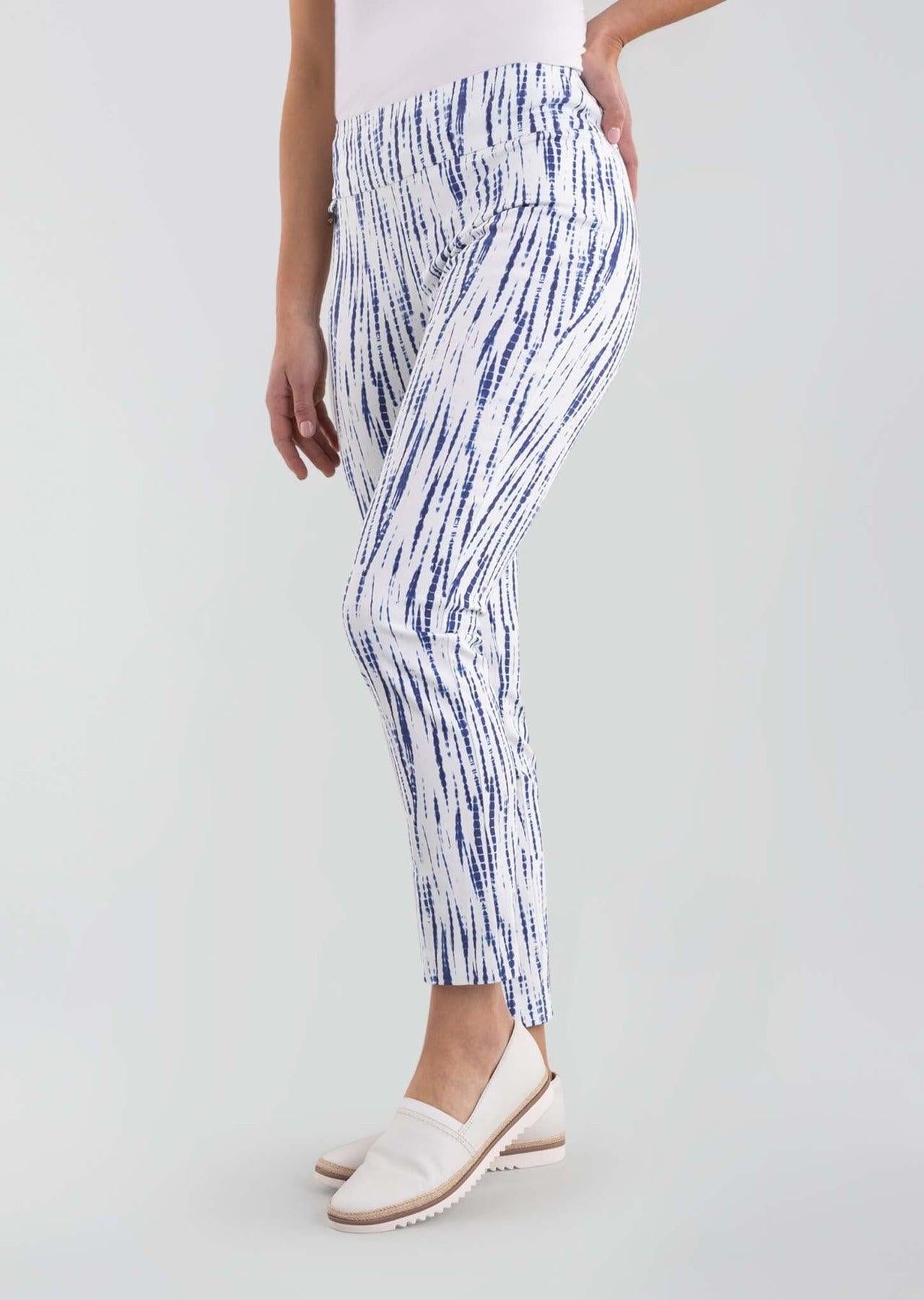 Slim Ankle Pants, Style 87501 Portia Stripe Color Navy Lisette L