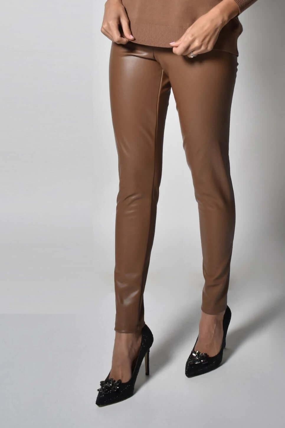 Frank Lyman Faux Leather Leggings Style 213684 Color Cognac 