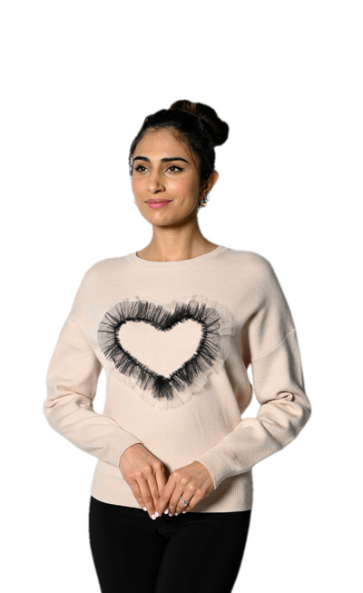 Knit Sweater Tulle Heart Style 223424U Frank Lyman