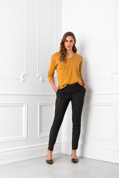 Lisette L Petal Crop Pants Style 929909 Xena Jacquard-Camel 