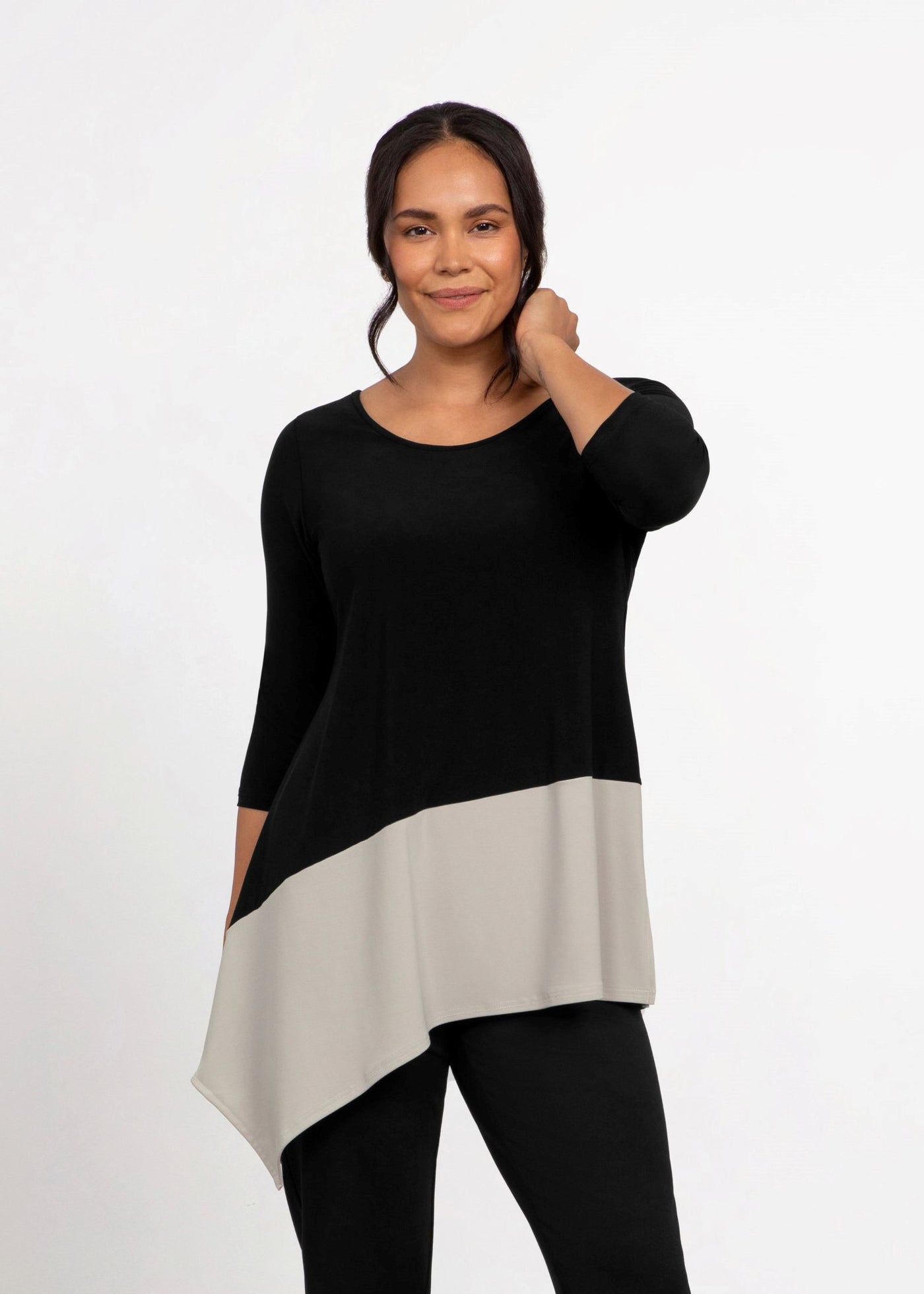 Color Block Reversible Angle Top, 3/4 Sleeve, Style 22269CB-2 Sympli