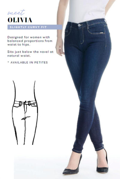 Olivia Straight Leg Jeans, Style 2967002 Classic Denim Color Midnight French Dressing Jeans